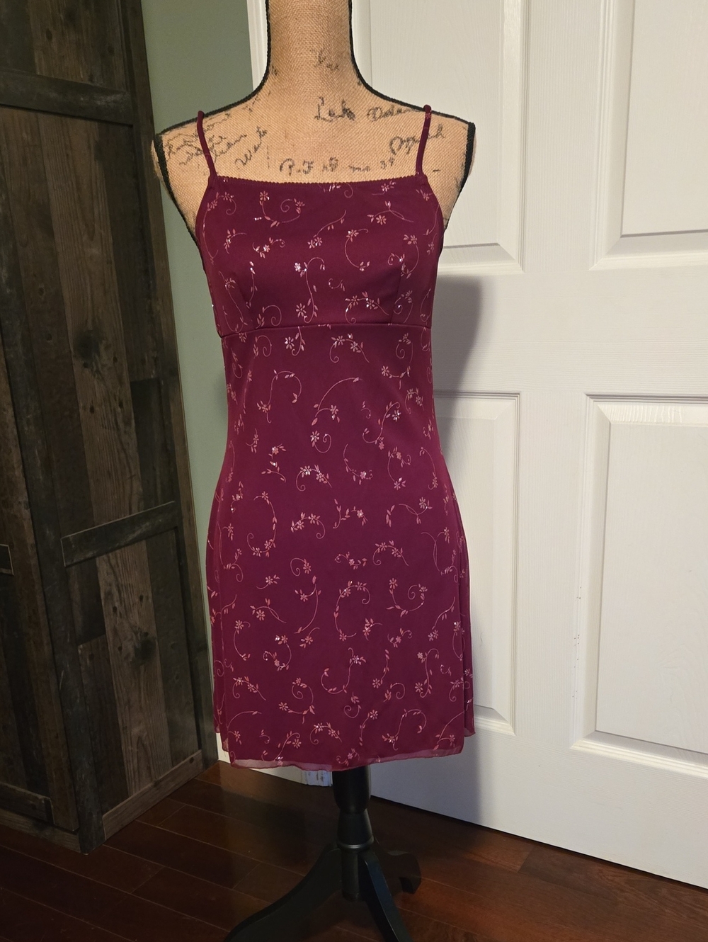 Fashion Bug Burgundy Floral-Print Mini Dress